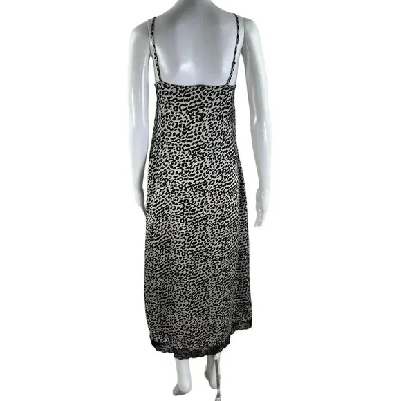 Y2K Crescent L Slip Dress Animal Print Side Zipper Sweetheart Lace Neck and Hem - Picture 2 of 16
